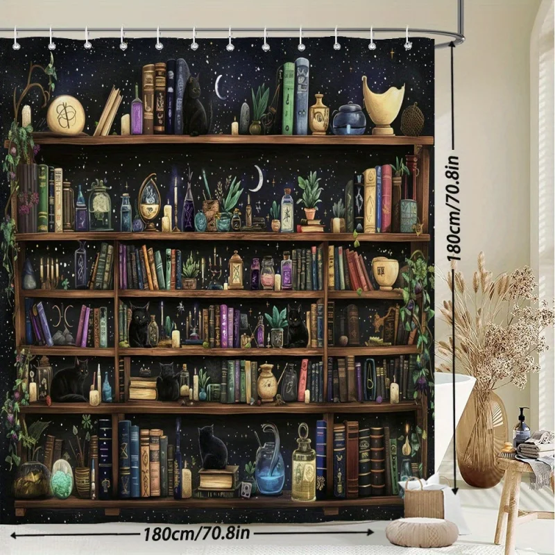 

Шторка для кухонного шкафа VIKAMA Magic Bookshelf: Ретро-декоративная занавеска для дома в стиле фэнтези