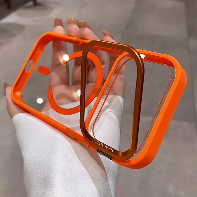 For iPhone Air 14 15 16 Plus Magnetic Camera Bracket Transparent Magsafe Case for iPhone 17 16 15 14 13 12 Pro Max Lanyard Cover - náhled 5