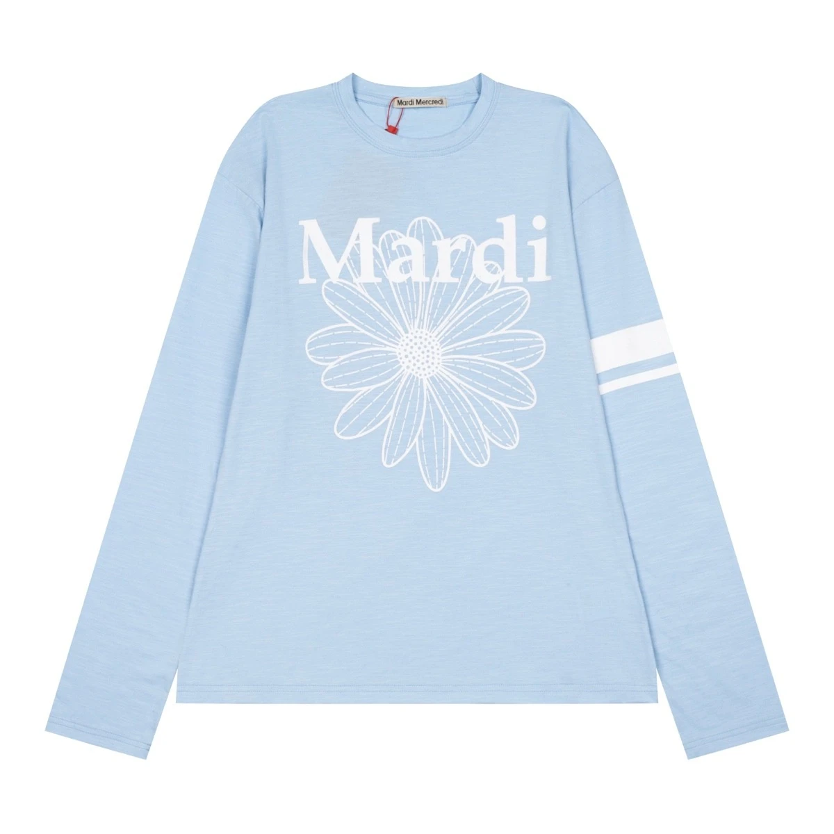 MARDI MERCREDI Long-sleeve Top Women Floral Graphic T Shirt Soft Slub Cotton Loose Fit Crew Neck Casual Spring Autumn Wear