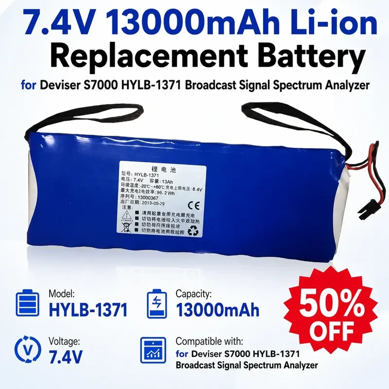 

7.4V 13000mAh Li-ion Replacement Battery for Deviser S7000 HYLB-1371 Broadcast Signal Spectrum Analyzer