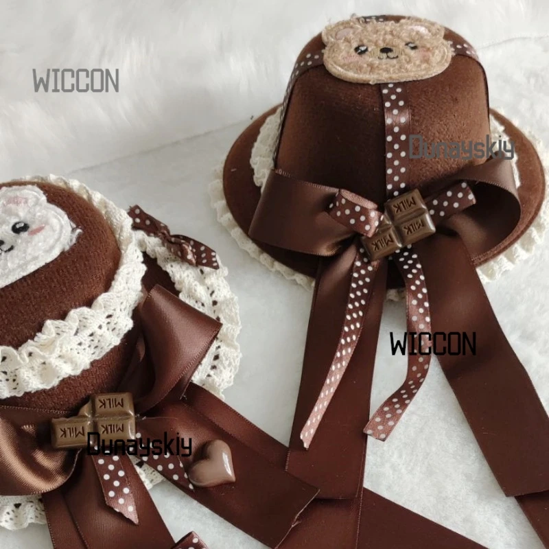 Chocolate Bear Beret Hair Clip Kawaii Tiramisu Coffee-Colored Lolita Headwear Cos/Halloween Japanese Sweet Style Hair Accessory