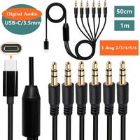 1 to 2/3/4/5/6 Multi Head USB Type-C Male to 3.5mm 3-Pole Male With Digital Audio Chip Audio Cable Headphone Cable 50cm 1m