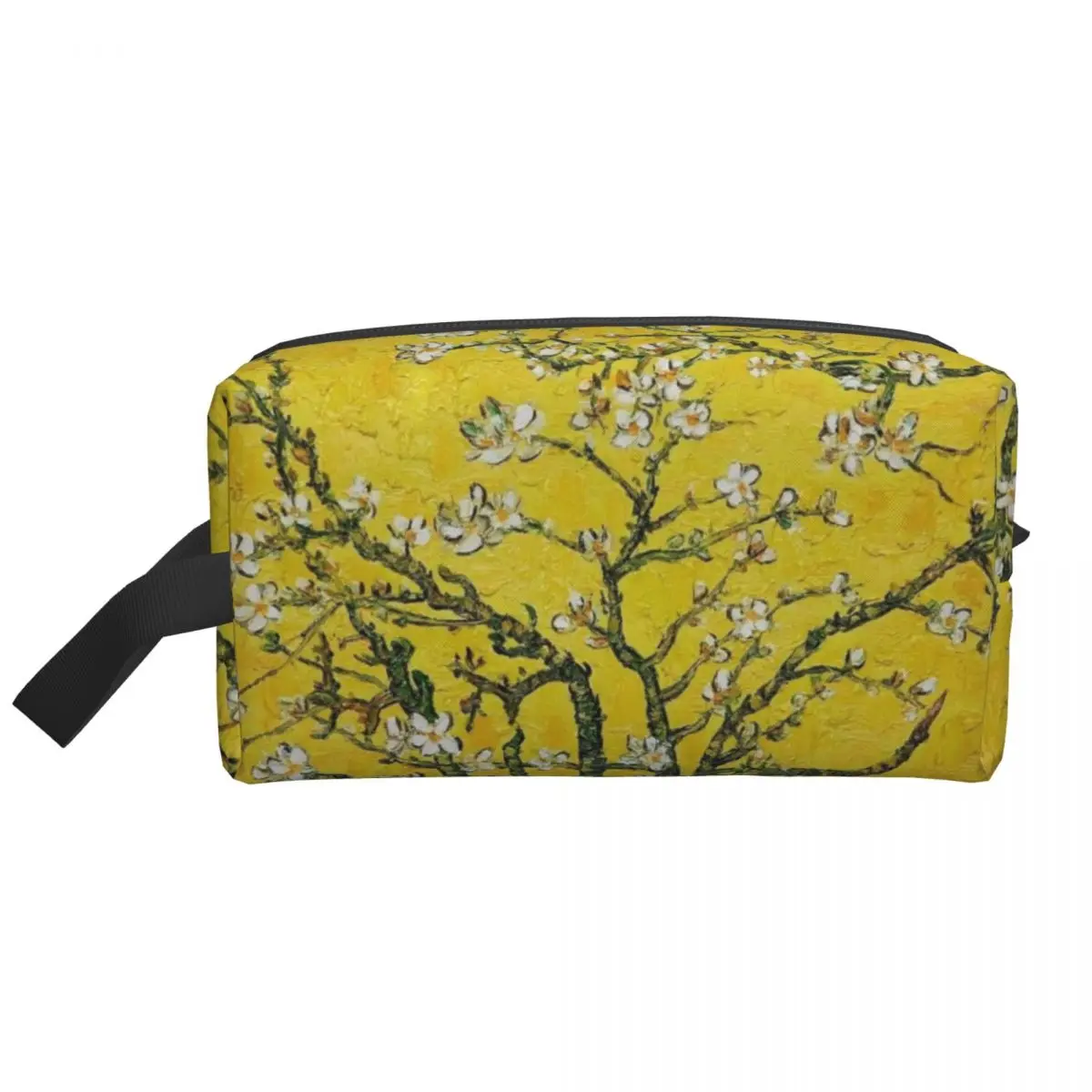 Custom Almond Blossoms Yellow Cosmetic Bag Large Capacity Vincent Van Gogh Flowers Tree Makeup Case Beauty Storage Toiletry Bags