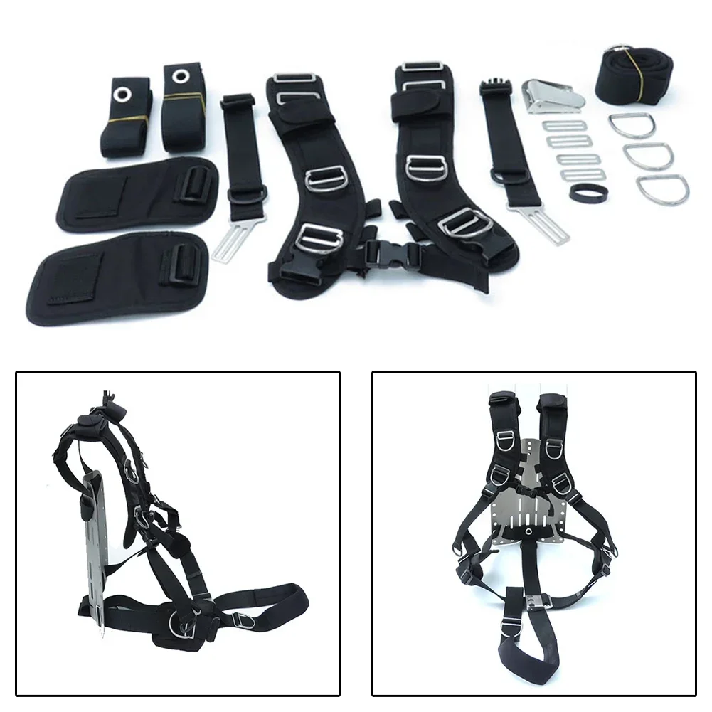 Adjustable Diving Harness Backplate Harness Set Long-lasting Buckles Neoprene Shoulder Pad Rust-resistant Metal Parts