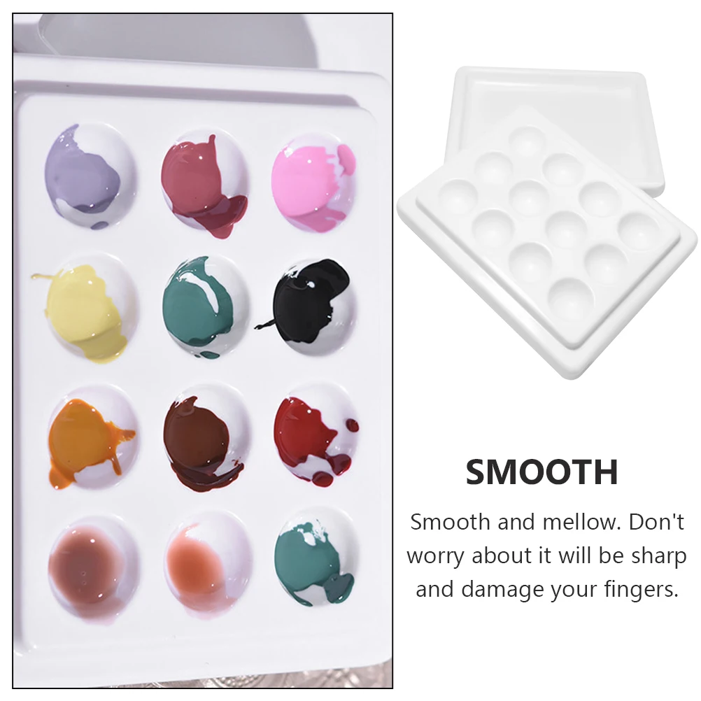 1 pçs cerâmica branca 12-grid paleta de arte do prego suave durável prático design de capa para manicure paleta de cores