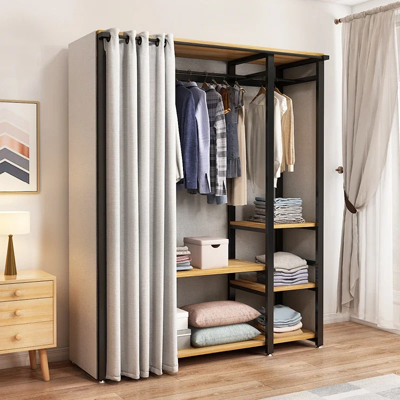 d*-Modern Organizer Wardrobe Space Saving Metal Shelves Foldable Cabinet Portable Closet Bedroom Lounge Suite Furniture./