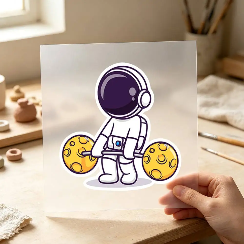 Astronaut Lifting Weights Casual Waterproof Stickers For Decorating Car Windows Motorcycles And Computers.