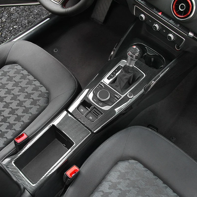 

For Audi A3 A3L S3 2014 2015 2016 2017 2018 2019 2020 Model Carbon Grain Overlay on Dashboard, Door, Steering Wheel, Gearshift