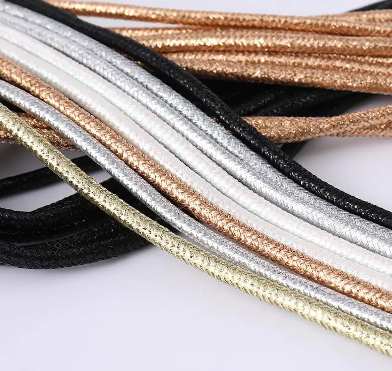 1 Paar modische glänzende Schnürsenkel Gold Silber Seide Runde Schnürsenkel Sneakers Segeltuchschuhe Schnürsenkel 100 cm/120 cm/140 cm/160 cm – Detail 4