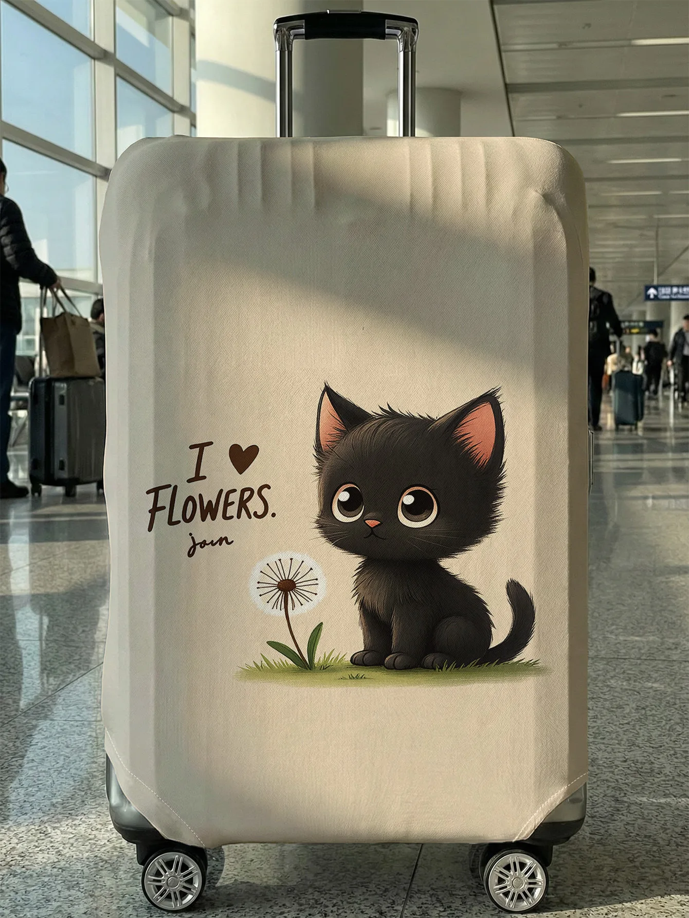 

Cartoon black cat dandelion luggage protection case, suitable for 18-32 inch luggage cases, luggage handle gloves, travel access