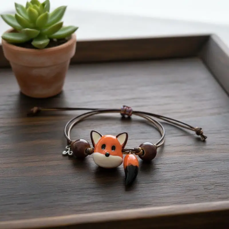 NEW 1/3/5Pcs Creative Animal-Shaped Handmade Cord Cute Little Fox Weaving Bracelet Unique Additions For Women's Daily Gift