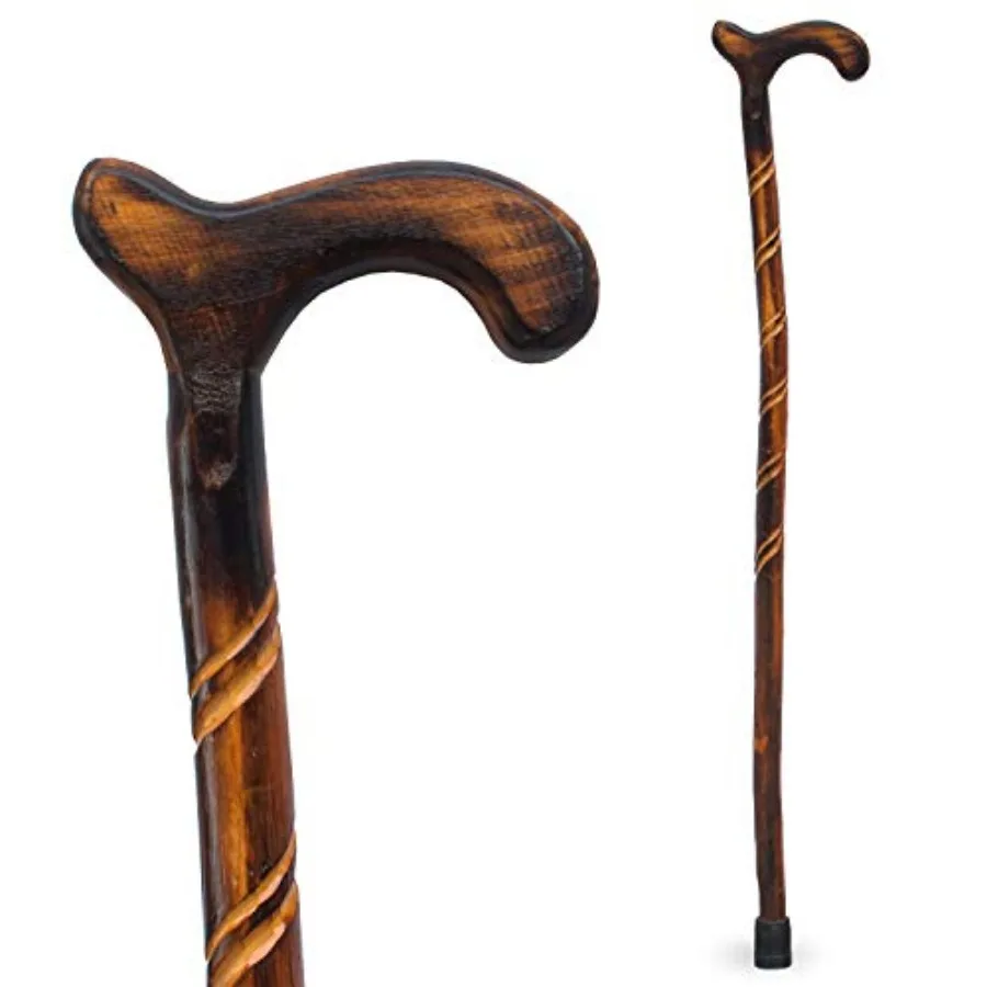 

Wood Cane - 36 Inch Natural Wood Walking Stick - Handcrafted Wooden Offset Canes and Walking Canes for Men or Women