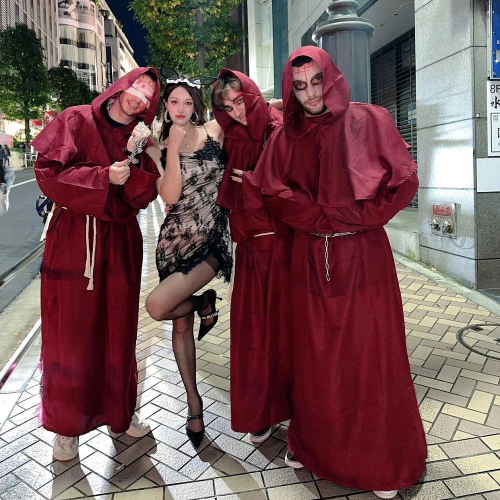 Abito da cavaliere medievale Costume cosplay loween Performance Outfit Abito da prete Mantello Set Abbigliamento da palcoscenico etnico da donna