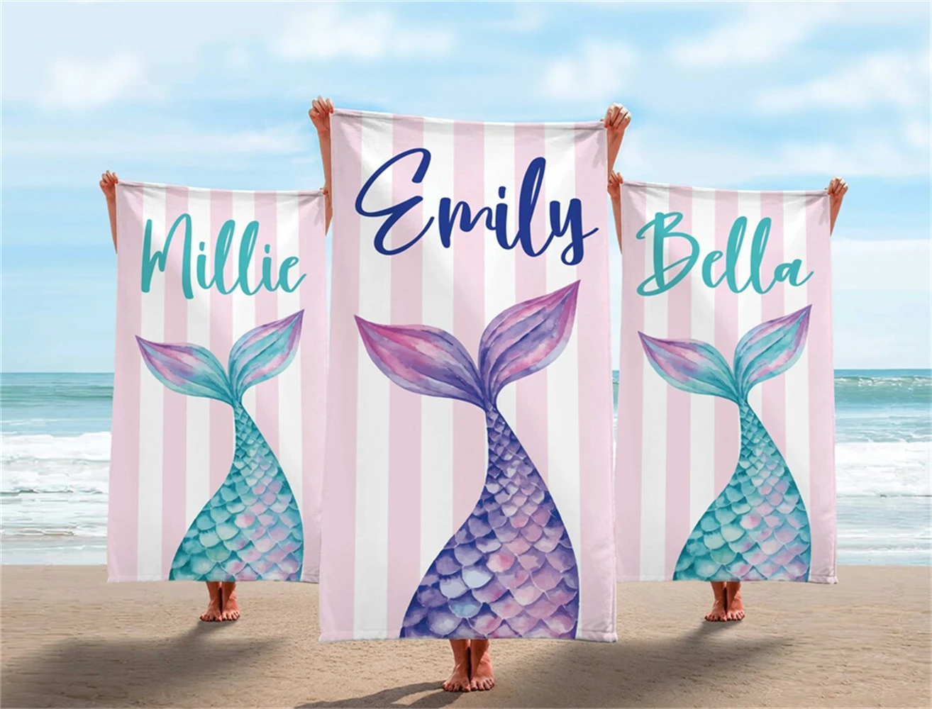 Cross Border New Custom Name Beach Towel Ultra-Fine Fiber Absorbent Bath Towel Sun Protection Shawl Digital Printing