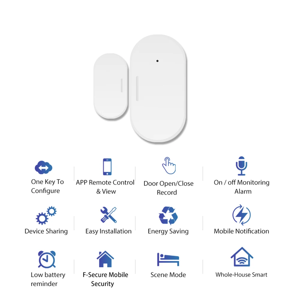 ZigBee – détecteur d\'ouverture et fermeture de porte et fenêtre, détecteur d\'ouverture et de fermeture, alarme magnétique, alerte, sans fil, Alexa,