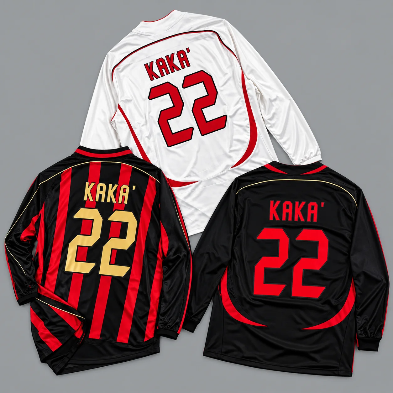 KAKA 22 Retro Men's and Women's Football Shirt Sports Long Sleeve T-shirt UnisexY2K Loose Top Kids Football Training Uniform