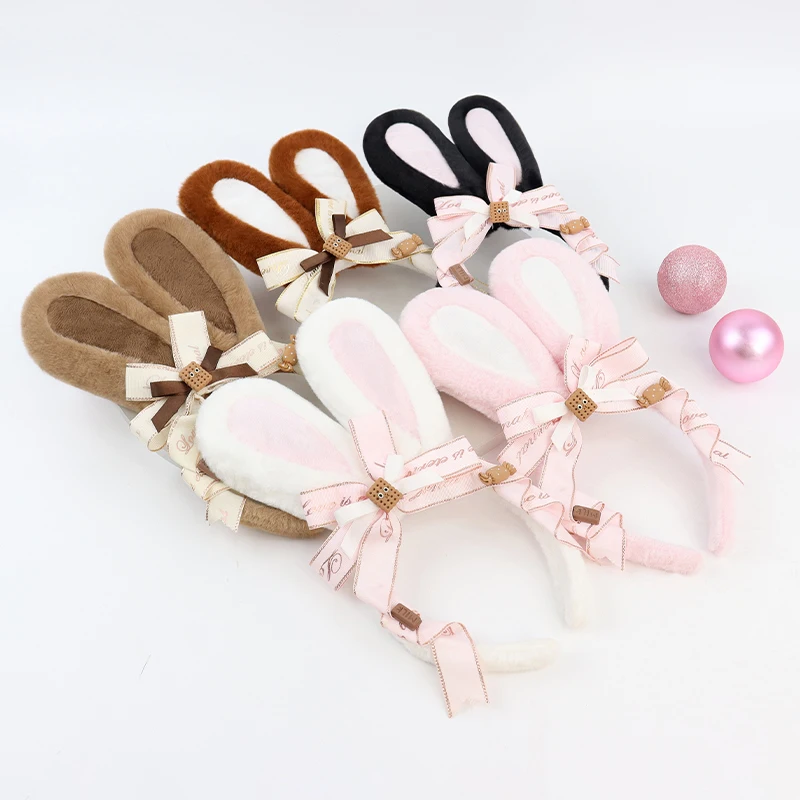 عصابة رأس على شكل آذان أرنب الهالوين - إكسسوارات أزياء لطيفة قابلة للتعديل من القطيفة للحفلات التنكرية والحفلات وعيد الفصح والمناسبات الاحتفالية