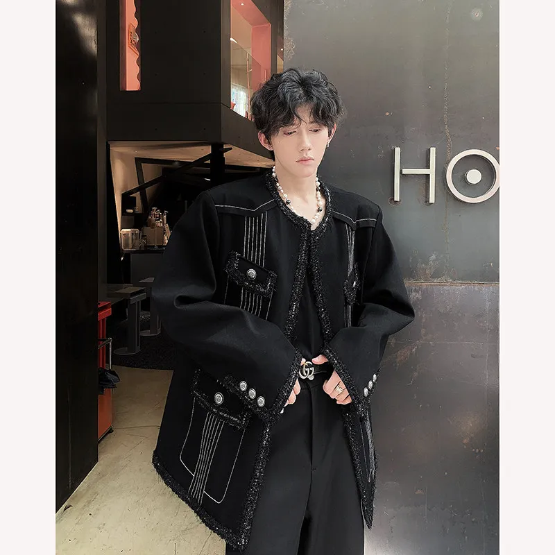 

Мужское зимнее пальто с подплечниками, корейский стиль, шикарное, теплое, модное, из полиэфирного волокна, с длинными рукавами