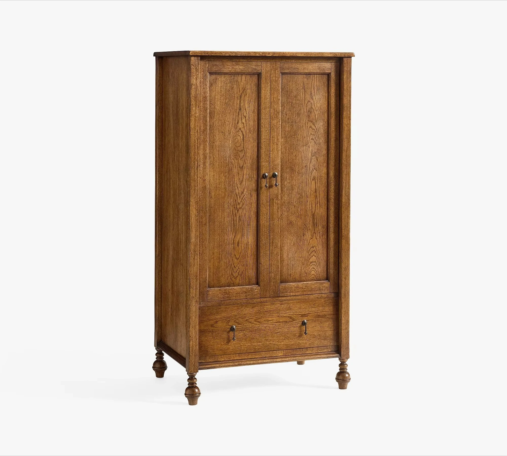*  French Contemporary Bedroom Furniture Solid Ash Wood Armoire Wooden 2-Door Wardrobe Drawer Customized Color Size