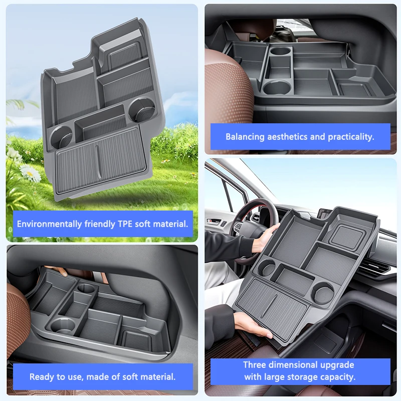 

Central Console Storage Box TPE Center Console Lower Storage Box Pallet Organizer For Toyota Sienna Granvia Interior Accessory