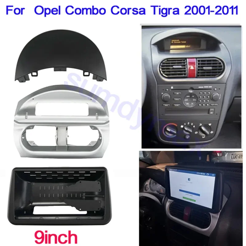 

9 Inch For Opel Combo Corsa Tigra 2001-2011 Car Radio Android MP5 Player Panel Casing Frame Head Unit Fascia Stereo Dash Cover