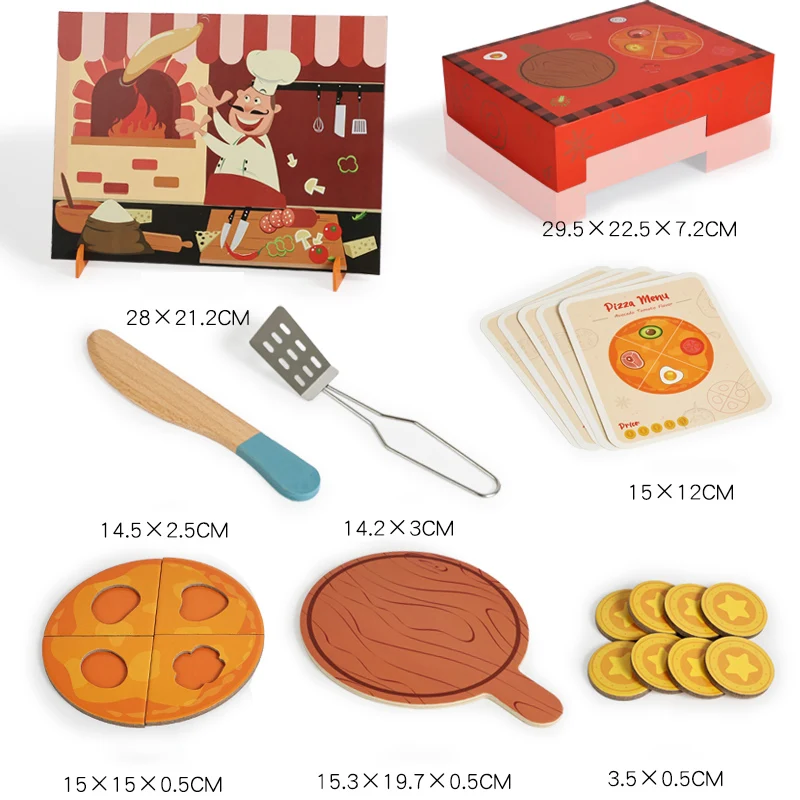 Kinderen doen alsof lekkernijen spelen gesimuleerd keukenspeelgoed Houten snijden Pizza Voedsel Kinderspeelgoed Object Cognitie Jongens Meisje Verjaardagscadeau