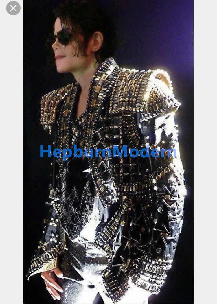 Men's Rhinestone Jacket Full Crystals Coat Singer Dance Dance Wear Outerwear Show Costume Outfit Michael cosplay Jackson