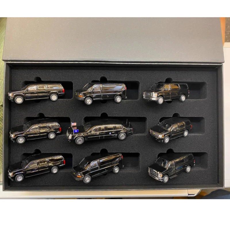 

596 1:64 HEC Beijing Model Exhibition US Presidential Fleet Tahe Saipan Van Suit Alloy Car Model Collection Decoration Gift Show