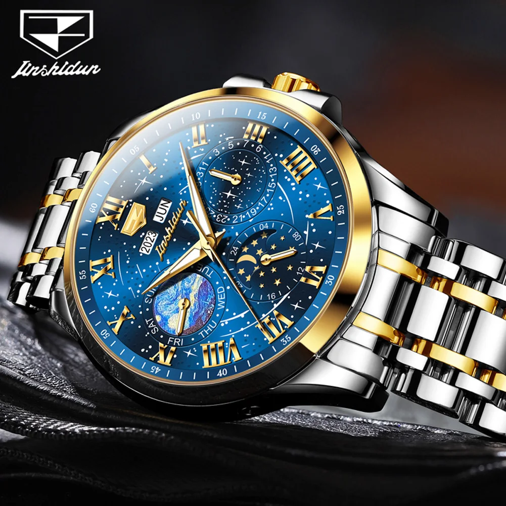 JSDUN Top Brand Wrist Watch Men Original Luxury Mens Automatic Mechanical Watch High Quality Multifunction Fashion Watch for Men