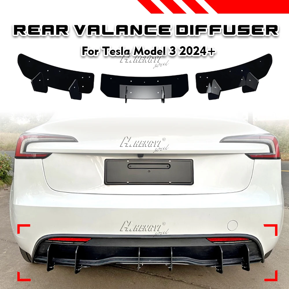 

For Tesla Model-3 2024+Facelift Rear Bumper Lip Diffuser Spoiler Splitter Protector Car Styling Auto Accessories Decoration