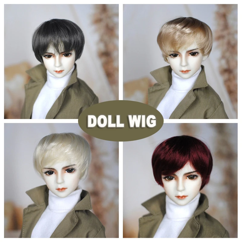 Male Bjd Wig 1/3 Fashion Boys Short Hair High Temperature Doll Wig For Dolls Head  20-21cm 60cm Men Jointed Toy Doll Accessories