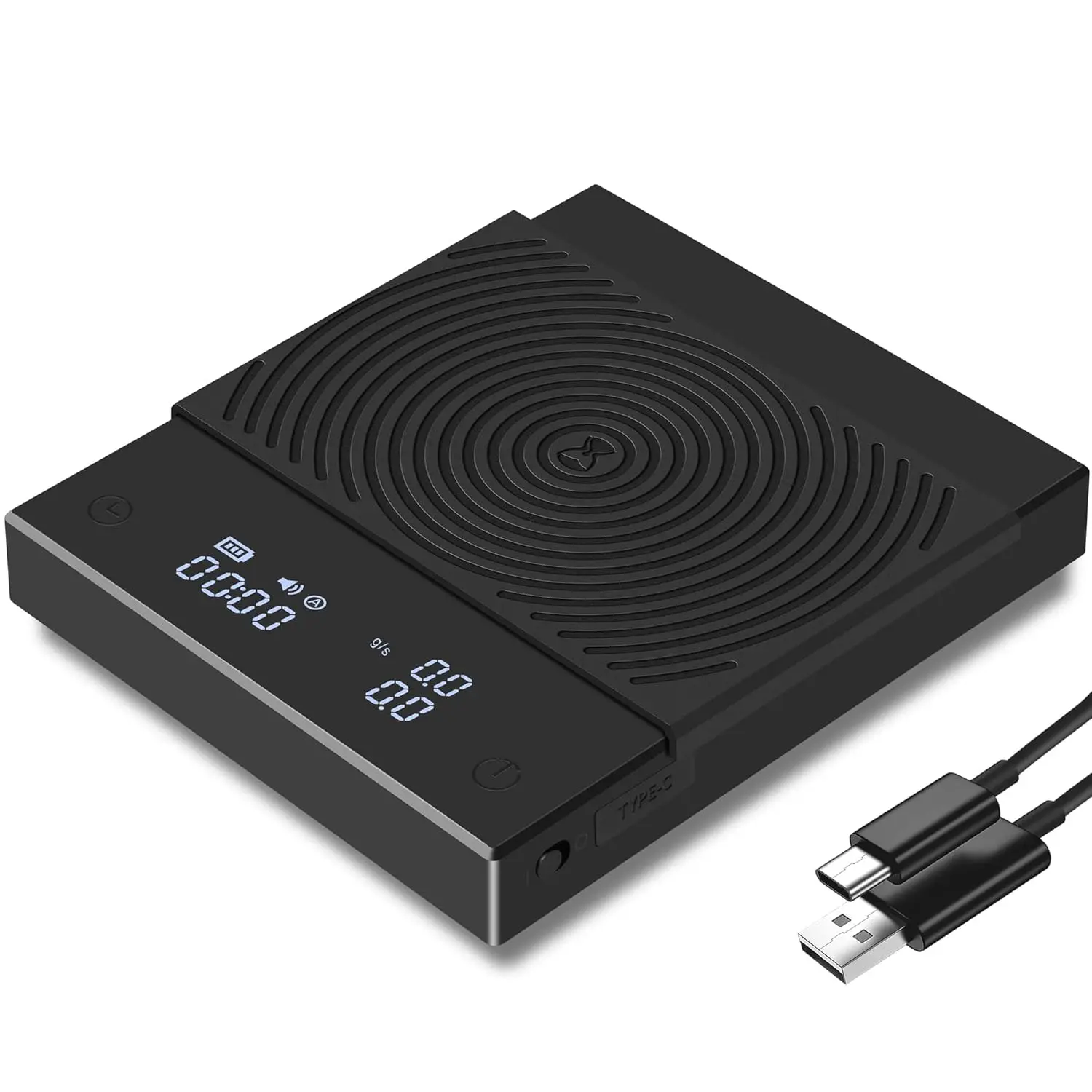 

High Precision 2kg/0.1g Coffee Scale with Timer and Flow Rate, Silicone Cover for Espresso and Pour Over