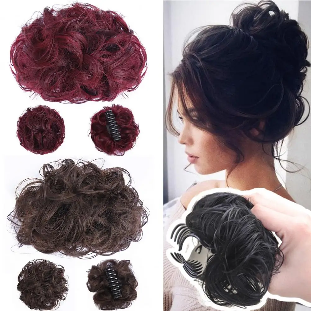 

Hair Bun Wig Clip Scrunchie Natural Fluffy Hair Extension Hairstyle Traceless Meatball Hair Maker High Temperature Wire Curly Ha