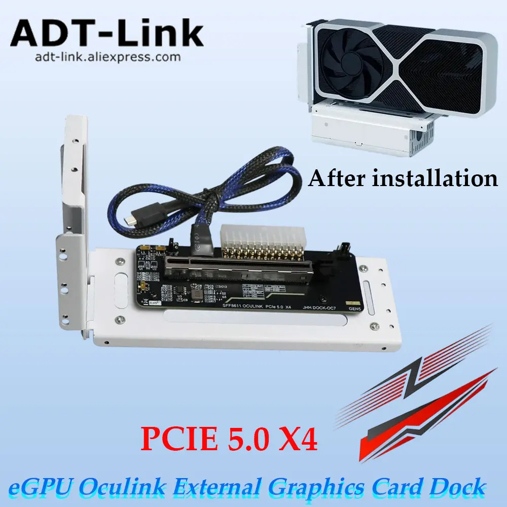 ADT-Link PCIE 5.0 X4 eGPU Oculink بطاقة الرسومات الخارجية حوض GDP كمبيوتر محمول M.2 محطة إرساء خارجية 8611 توسيع وحدة معالجة الرسومات للألعاب #1