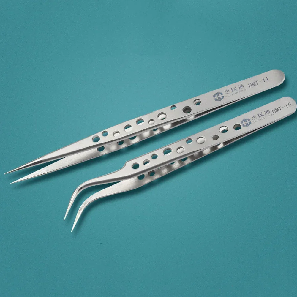 Electronics Industrial Precision Anti-static Tweezers Straight/Curved Pointed Stainless For Mobile Phone Repair Maintenance Tool