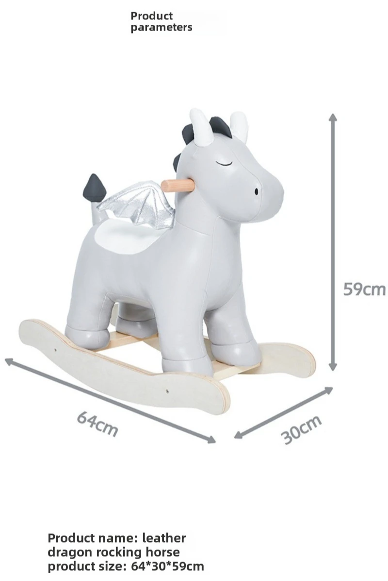 Caballo mecedora de madera de cuero macizo para bebé, silla de oso Polar, caballo mecedora pequeño, juguete para regalo para niños, caballo de juguete