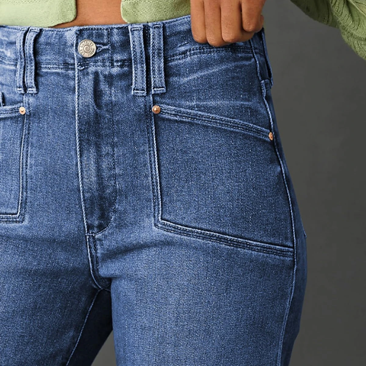 Y2Kファッション レディース ヴィンテージ風 ウォッシュド ストレッチ スリムフィット デニムパンツ ハイウエスト ファッション トレンド カジュアル トラウザーズ