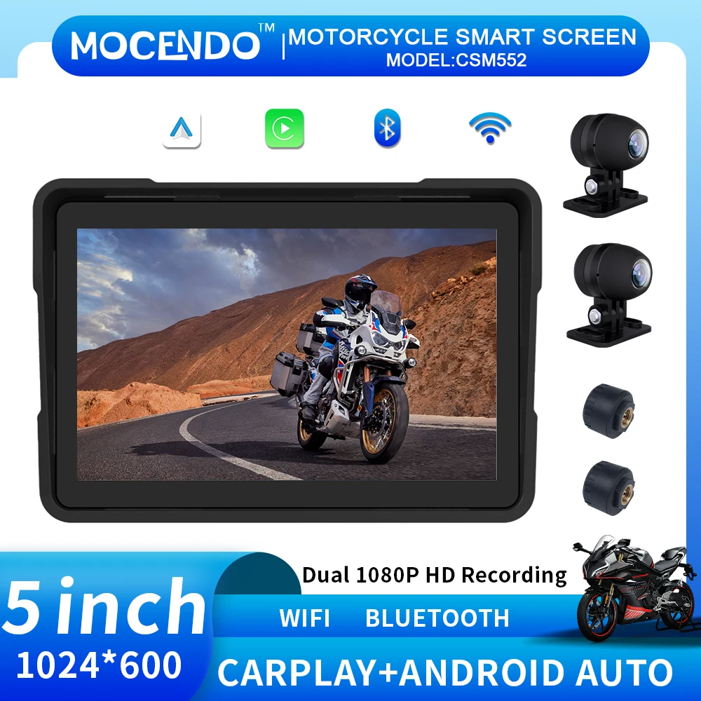 

5 Inch Motorcycle Portable Wireless Carplay Android Auto Navigation GPS Screen IPX7 Waterproof Display Dual Bluetooth