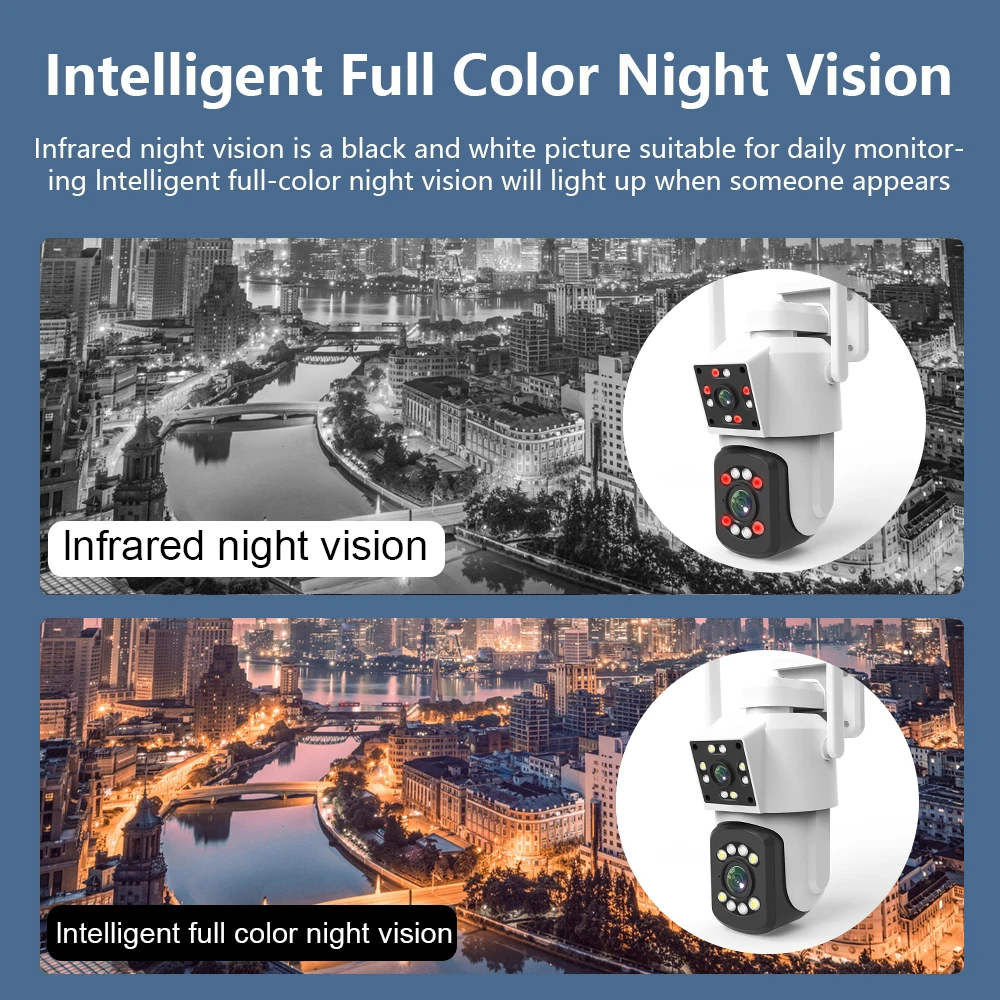 LLSEE 8MP 4K dual lens 10X optical zoom wifi camera outdoor wireless IP camera night vision waterproof support ONVIF protocol