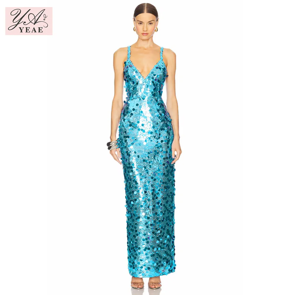 

2025 Sequin Slit Dress - Deep V Neck Evening Gown, Sexy Sparkly Party Dress