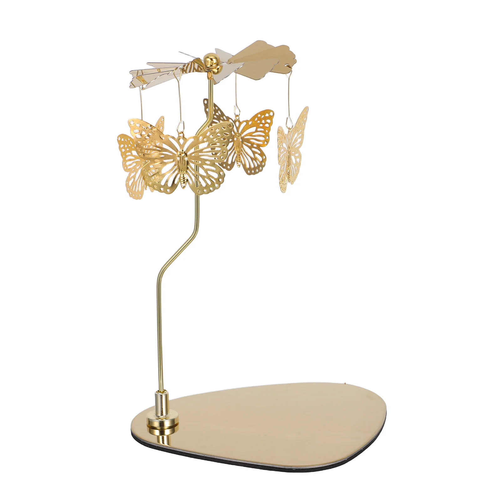 

Gold Butterfly Rotating Holder Stable Metal Spinning Tea Light Candlestick Romantic Wedding Decor Rotary Holder