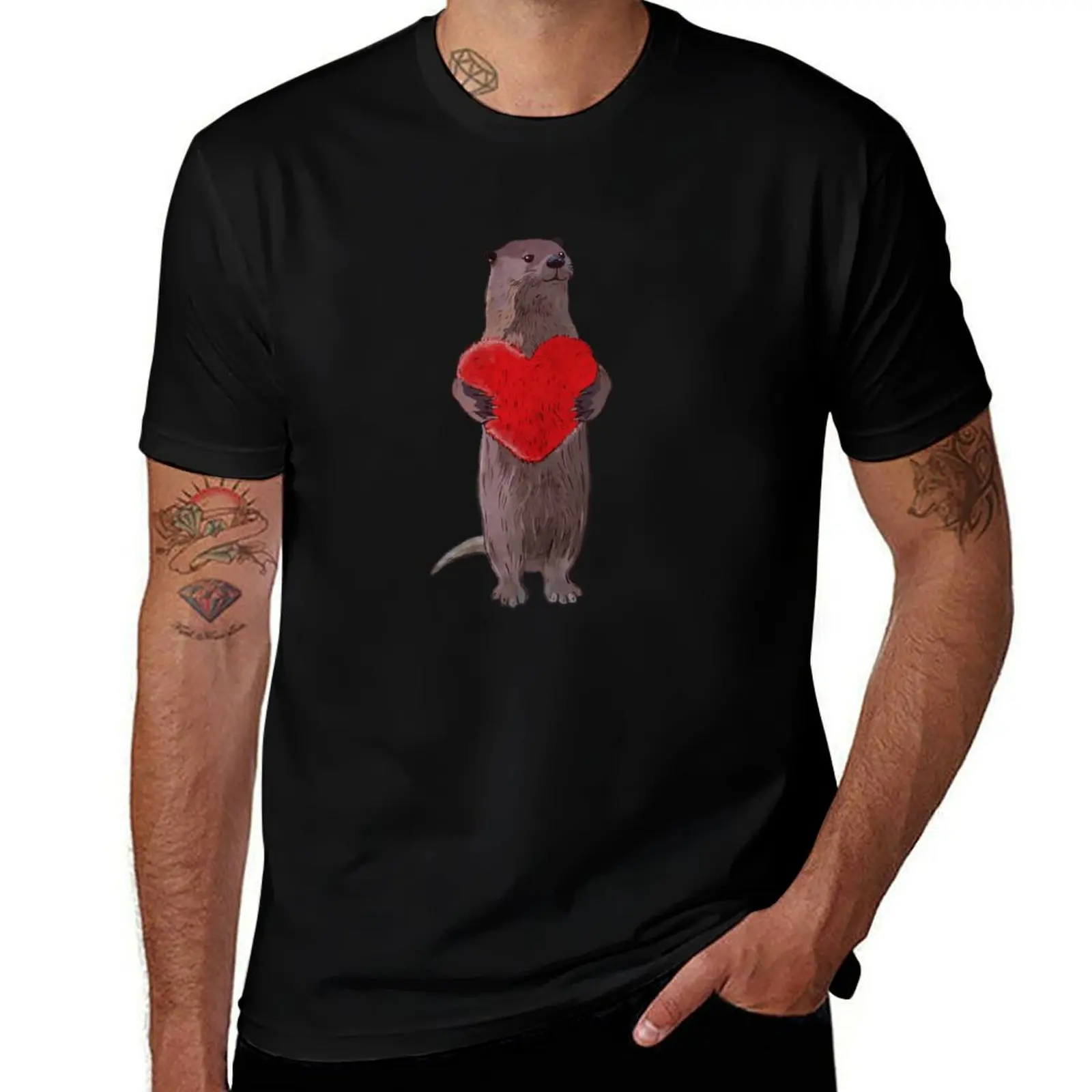 

Copy of Otter and love, sweet red heart T-Shirt cotton t shirt man cotton tshirt 100% T-Shirt