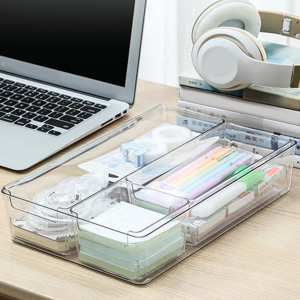 

2pcs Desktop Drawer Organizing Boxes Large Capacity Storage Box For Desk Bathroom Kitchen Drawer Divider Organizer Acrylic