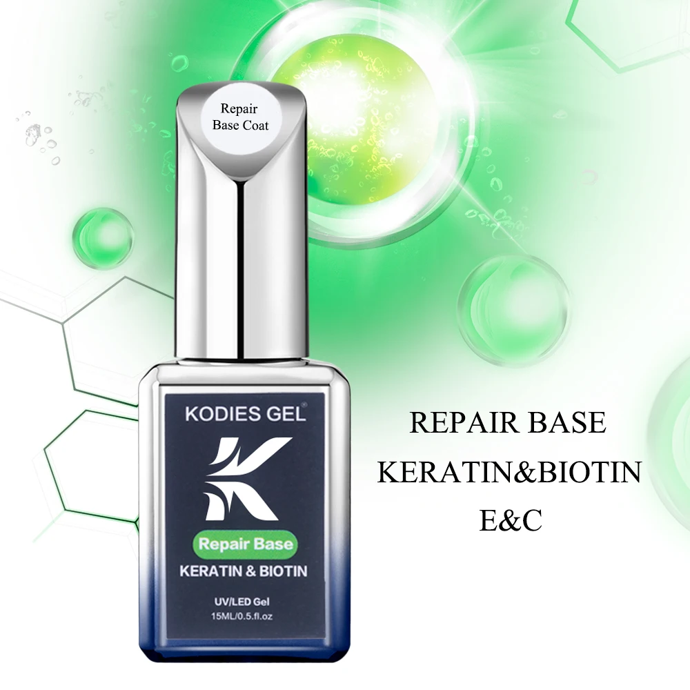KODIES GEL Repair Base Coat Keratin Protein Base Gel Nail Polish 15ML Clear Semi Permanent UV Protection Gel Nail Art Treatment