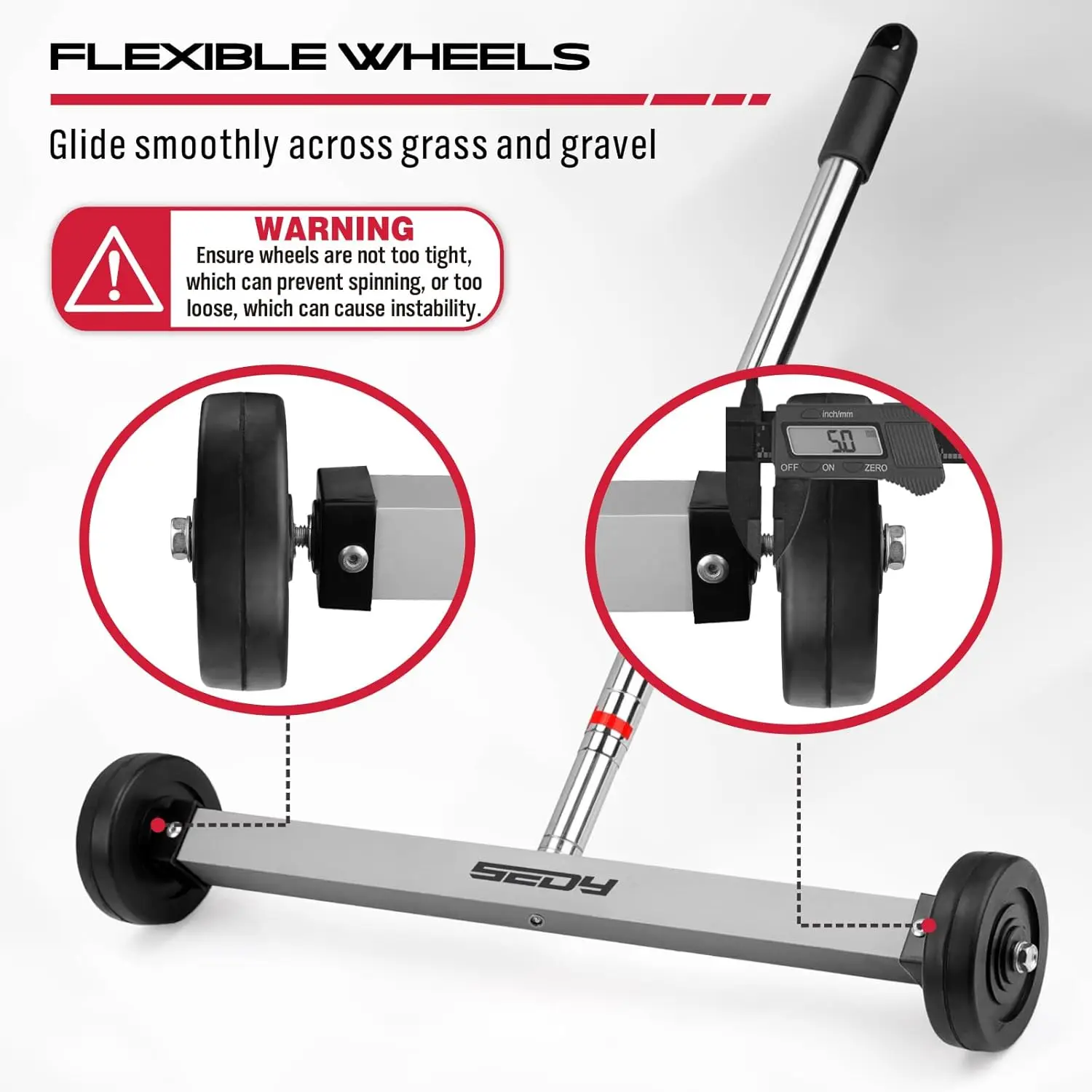 SEDY Spazzatrice magnetica da 17 pollici Rullo magnetico per chiodi Magnete per carichi pesanti Strumento di rotolamento per chiodi con impugnatura telescopica regolabile