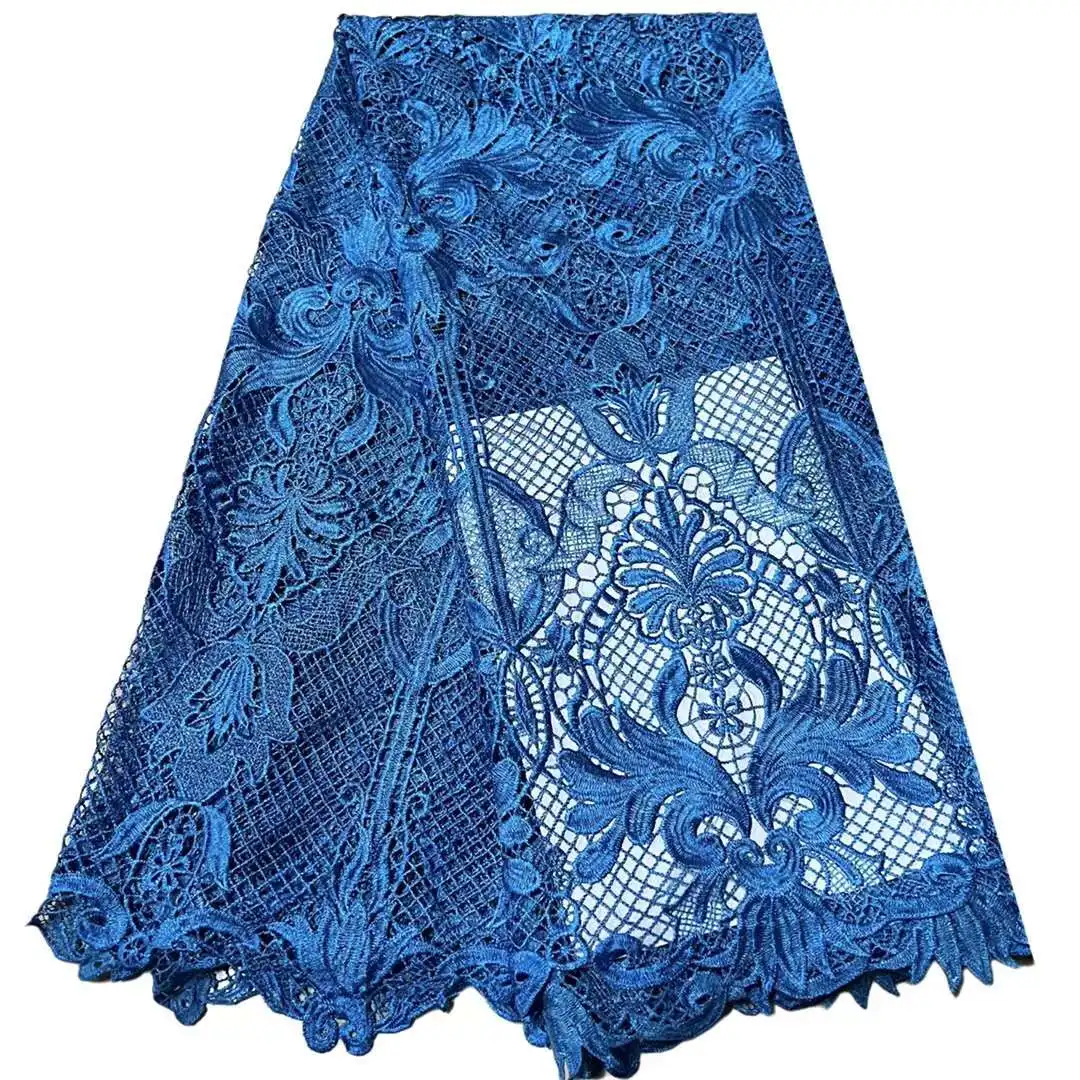 

African Lace Polyester Embroidered Water Soluble Fabric Exquisite Design Water Soluble Lace For Evening Dress, Weddings.5yards