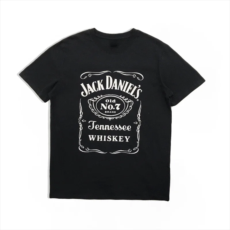 

2026 Men's Short Sleeve T-shirt Wine Culture Whiskey Print Retro Trend Leisure Street High Quality Luxury Brand Selling Popular