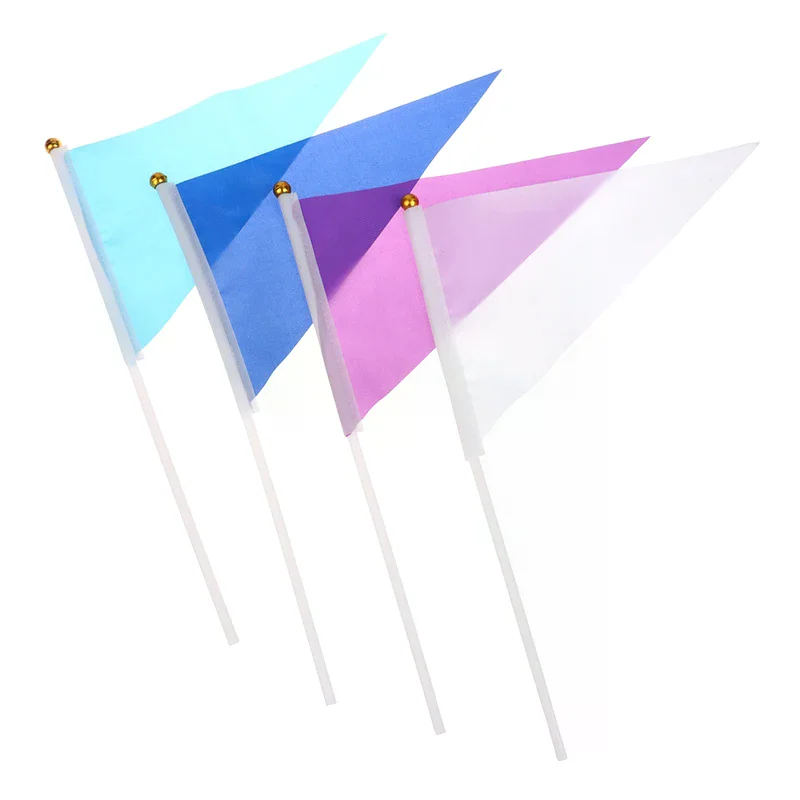 Colorful Triangular Flags With 10 Plastic Flagpoles Hand-Held Small Colorful Flags For Marking Garden Lawn Yard Supplies 10Pcs