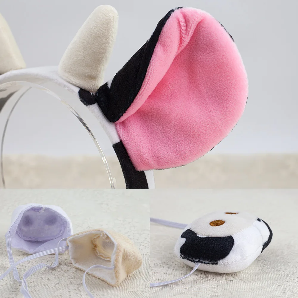 การ์ตูนตุ๊กตาวัวหู Horn แถบคาดศีรษะขนาดเล็ก Bells ริบบิ้นโบว์อะนิเมะ Lolita ผม Hoop Kawaii สัตว์ Party คอสเพลย์เครื่องแต่งกายสาว