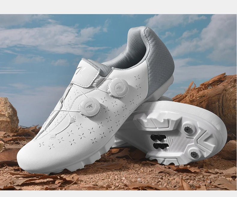 Neue MTB-Radschuhe für Herren, Weiße Leder-Selbstverriegelungsschuhe für Damen, Mountainbike-Trainingsschuhe in Übergrößen 37-48 # – Detail 6